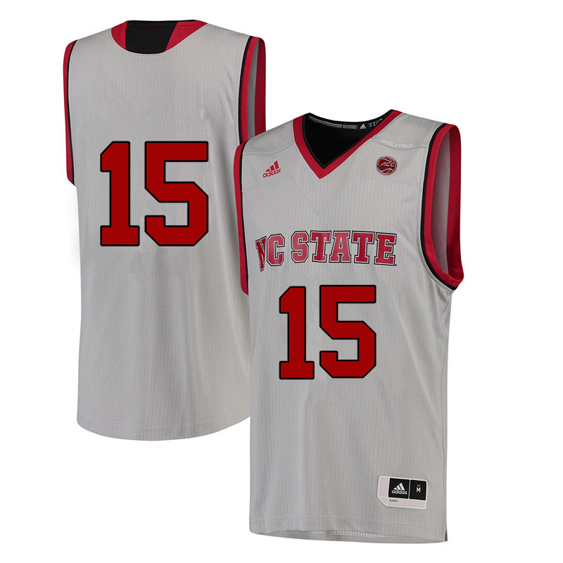 Men #15 Sam Hunt NC State Wolfpack College Basketball Jerseys-White